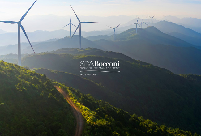 logo Mobius pale eoliche foresta catena di colline